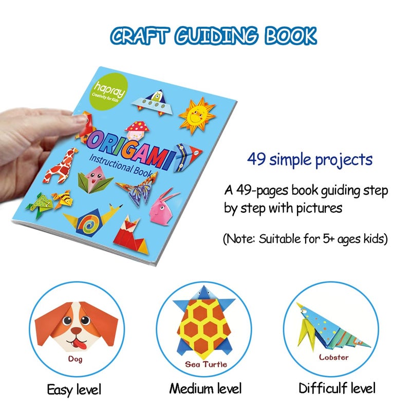 hapray Origami Kit for Kids Ages 5-8 8-12, with Guiding Book, 98 Sheets Paper with 47 Patterns, DIY Art and Craft Projects, Beginners Children's Day Gift Boy Girl - Image 5